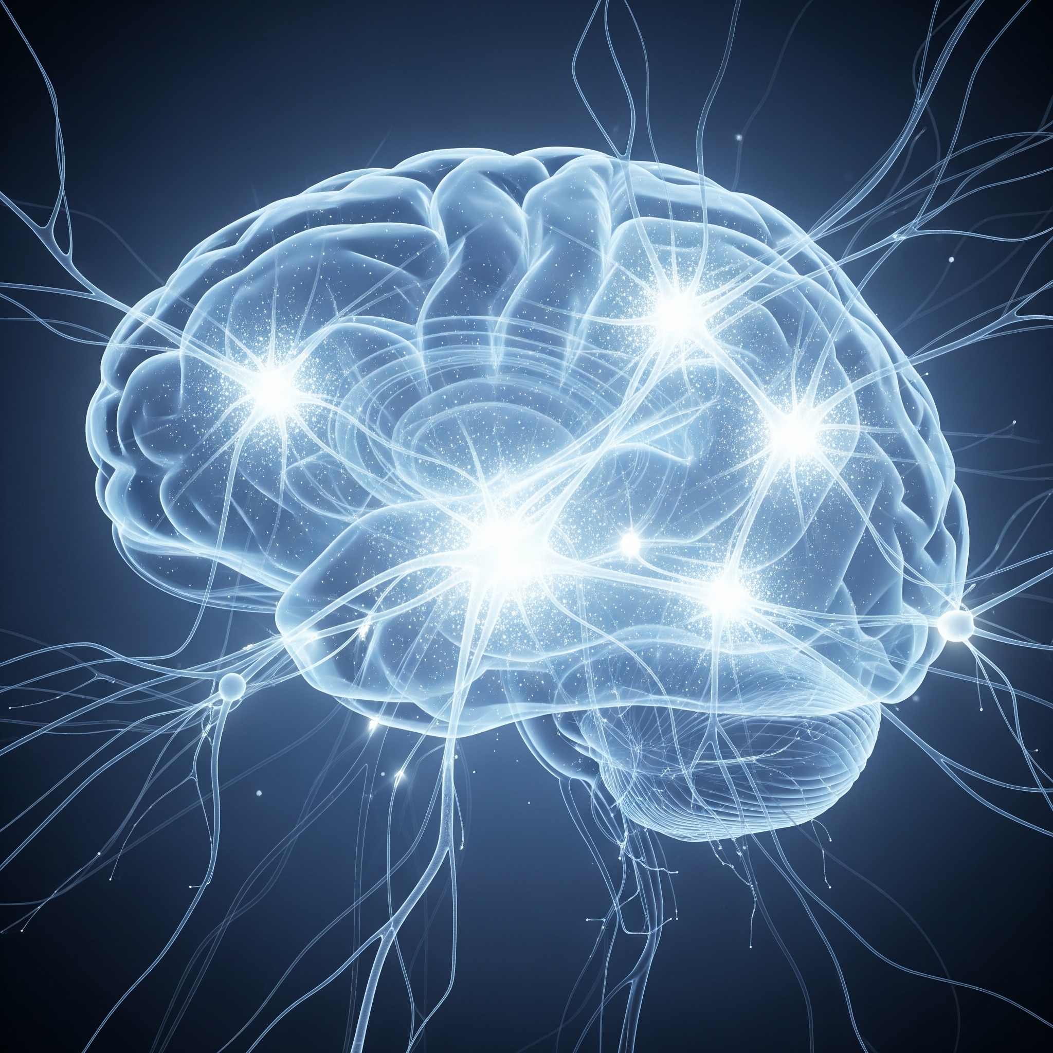 Conceptual image of a brain with glowing neural pathways, representing new neural connections being formed through habit formation and accountability